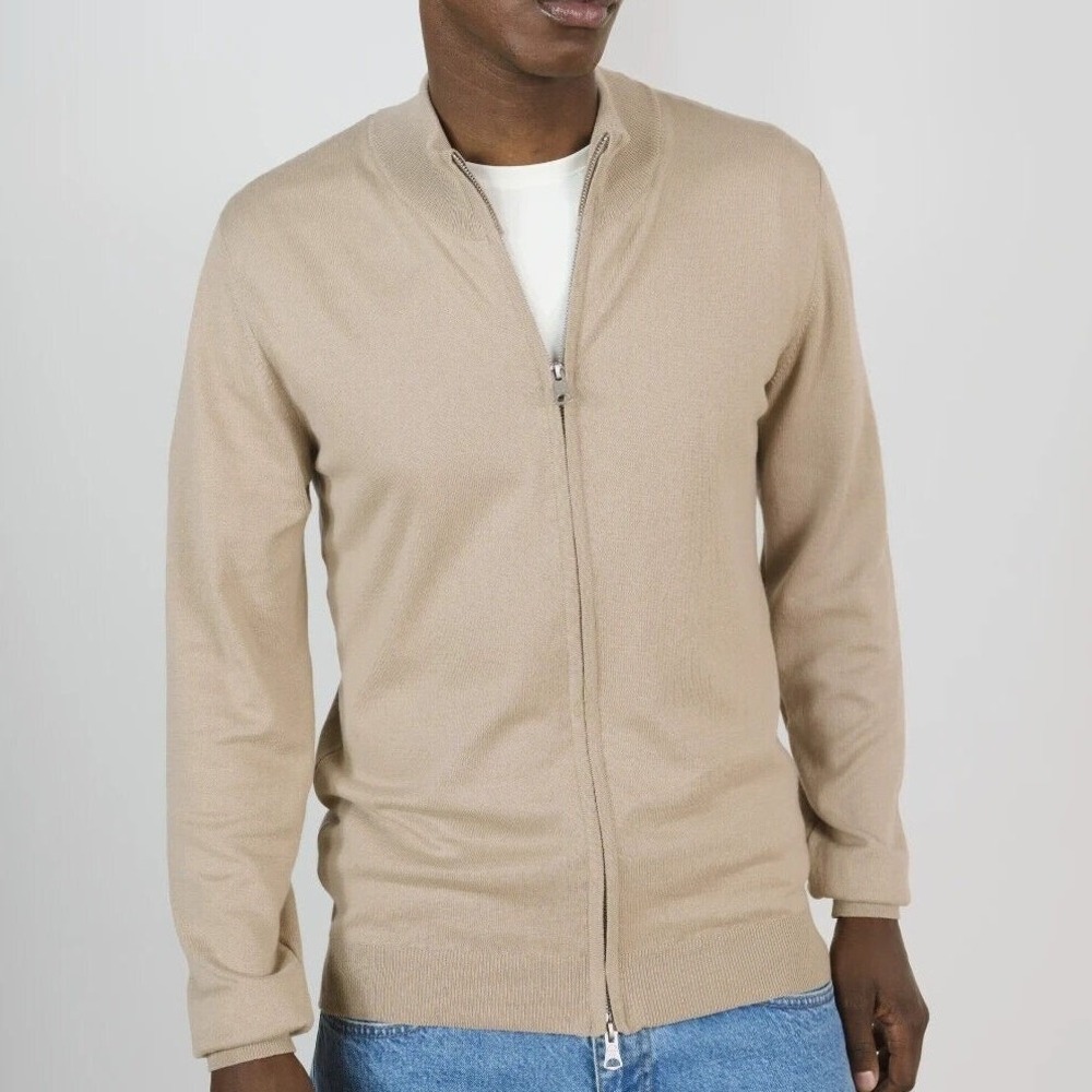 Matinique $128 XL Oatmeal Beige 100% Cotton Full Zip Mock Neck Sweater Jacket